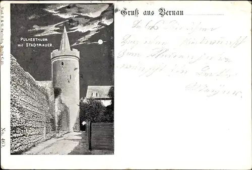 Ak Bernau, Partie am Pulverturm mit Stadtmauer