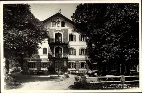 Foto Ak Golling Salzburg, Haus Torrenerhof mit Garten