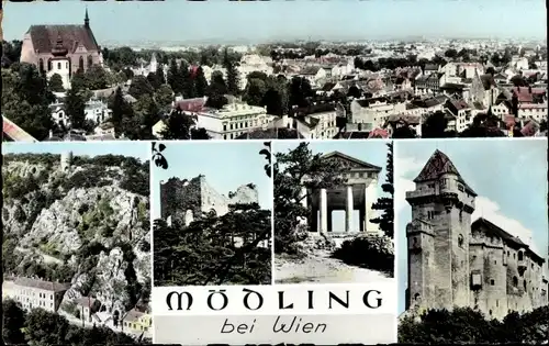 Ak Mödling in Niederösterreich, Panorama, Ruine, Burg