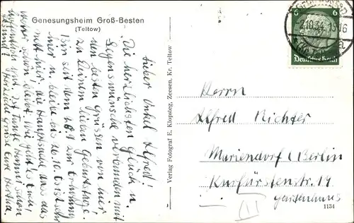 Ak Groß Besten Bestensee in Brandenburg, Genesungsheim