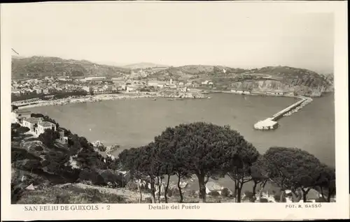 Ak Sant Feliu de Guíxols Katalonien, Panorama, Hafen