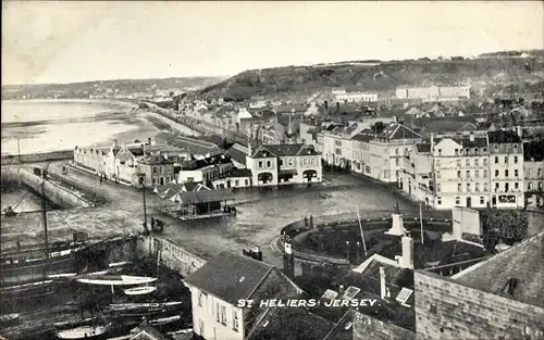 Ak Saint Helier Kanalinsel Jersey, Blick über die Dächer der Stadt