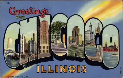 Buchstaben Ak Illinois USA, Grüße aus Chicago Wandgemälde