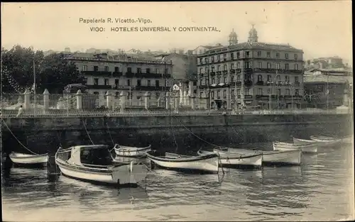 Ak Vigo Galicia Spanien, Universal und Continental Hotels