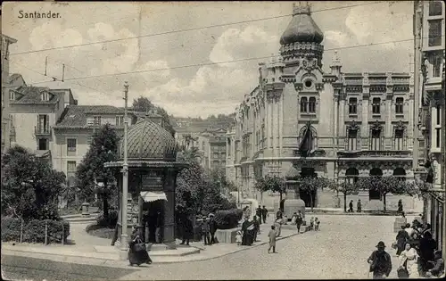 Ak Santander Kantabrien Spanien, Straßenpartie, Kiosk