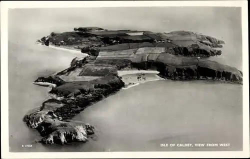 Ak Isle of Caldey Wales, Blick von Westen