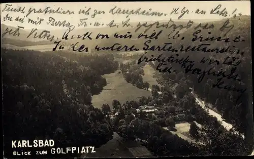 Foto Ak Karlovy Vary Karlsbad Stadt, Golfplatz