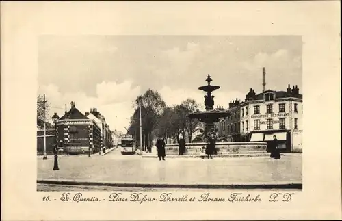 Ak Saint Quentin Aisne, Place Dufour Denelle et Avenue Faidherbe