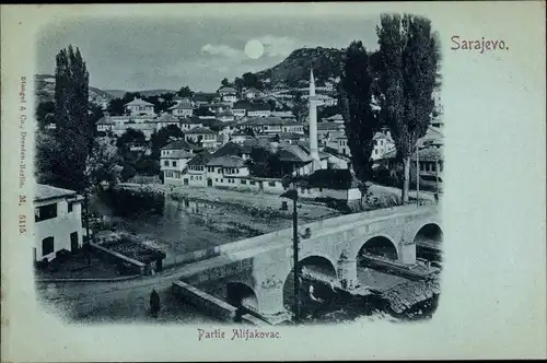 Mondschein Ak Sarajevo Bosnien Herzegowina, Partie Alifakovac
