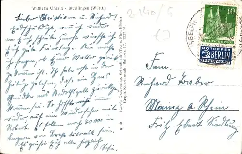 Ak Ingelfingen in Württemberg, Teilansicht, Winter