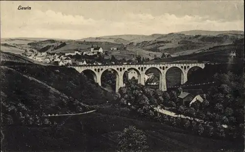 Ak Kłodzki Lewin Hummelstadt Schlesien, Panorama mit Viadukt