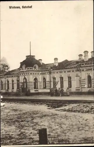 Ak Włodawa Wlodawa Polen, Bahnhof, Gleisseite