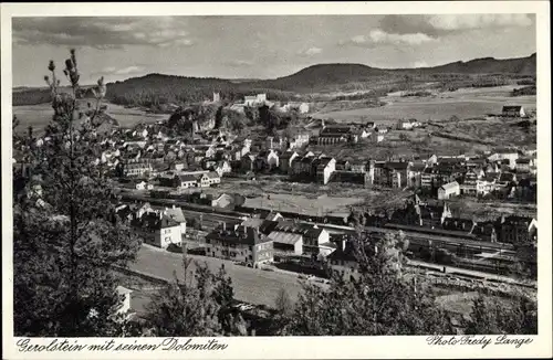 Ak Gerolstein in der Eifel, Totalansicht, Bahnhof, Gleisseite