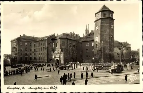 Ak Kaliningrad Königsberg Ostpreußen, Münzplatz mit Schloss