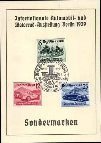 Briefmarken Ak Int. Automobil und Motorrad Ausstellung Berlin 1939, Deutsche Bank, Sparbuch