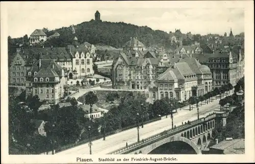 Ak Plauen im Vogtland, Stadtbild, Friedrich-August-Brücke