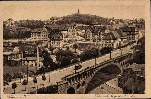 Ak Plauen im Vogtland, Ortsansicht, Friedrich-August-Brücke