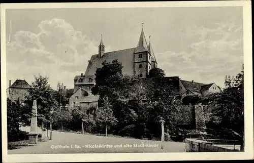 Ak Geithain in Sachsen, Nicolaikirche, alte Stadtmauer