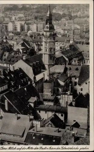 Ak Gera in Thüringen, Mitte der Stadt vom Turm der Salvatorkirche gesehen