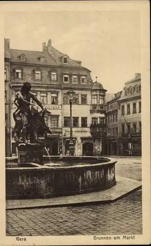 Ak Gera in Thüringen, Brunnen am Markt