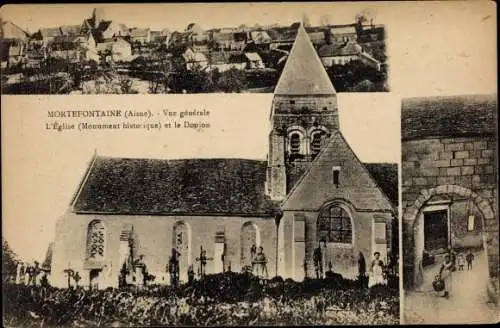 Ak Mortefontaine-Aisne, Gesamtansicht, Kirche