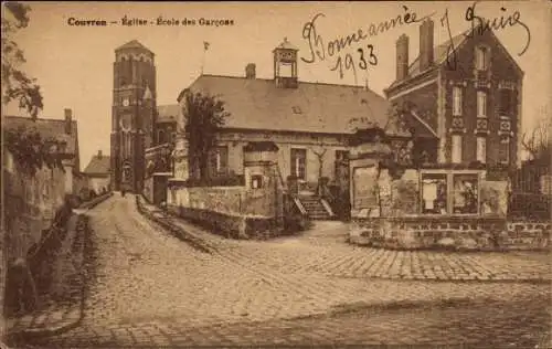 Ak Couvron Aisne, Kirche, Jungenschule