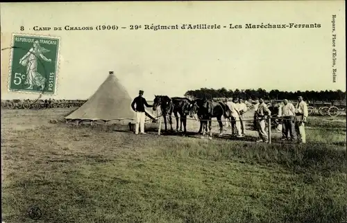 Ak Châlons Camp Mourmelon Camp Marne, 29. Artillerie-Regiment 1906