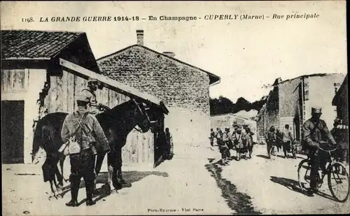 Ak Cuperly Marne, Erster Weltkrieg 1914-1918, Hauptstraße
