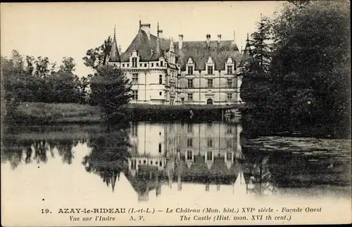 Ak Azay le Rideau Indre et Loire, Le Chateau, Westfassade
