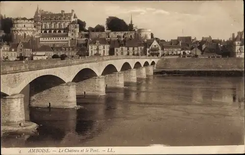 Ak Amboise Indre et Loire, Le Chateau, Le Pont