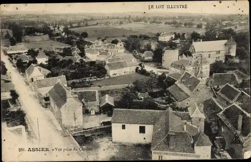 Ak Assier Lot, Blick vom Glockenturm