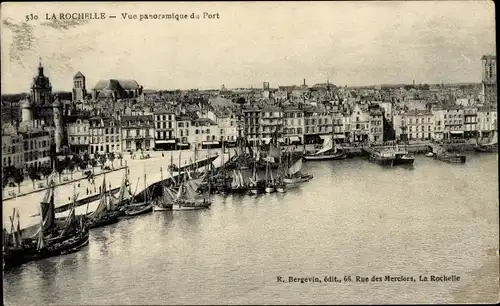 Ak La Rochelle Charente Maritime, Panoramablick auf den Hafen
