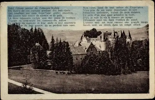 Ak Virieu sur Bourbre Isère, Le Chateau de Pupet-eres, Le Vallon Chante von Lamartine
