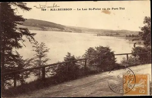 Ak Malbuisson Doubs, Lac St-Point von Port-Titl aus gesehen