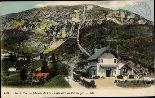 Ak Lourdes Hautes Pyrénées, Standseilbahn Pic du Jer