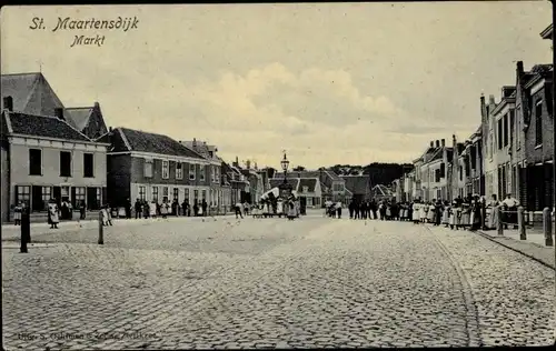 Ak Sint Maartensdijk Zeeland Niederlande, Markt