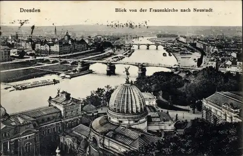 Ak Dresden Altstadt, Blick von Frauenkirche nach Neustadt