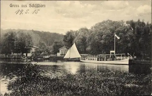 Ak Berlin Wilmersdorf Grunewald Schildhorn, Schiff, Segelboot