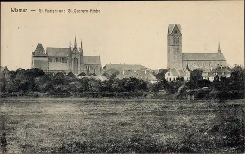 Ak Hansestadt Wismar, St. Marien-Kirche, St. Georgen-Kirche