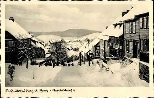 Ak Sankt Andreasberg Braunlage im Oberharz, Breite Straße, Schnee