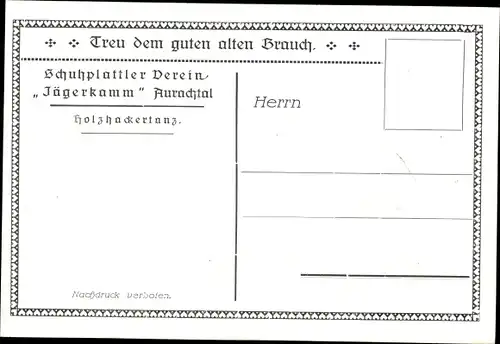 Ak Münchaurach Aurachtal in Mittelfranken, Schuhplattler Verein Jägerkamm, Holzhackertanz