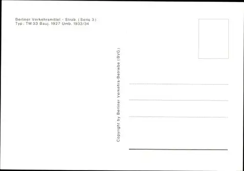 Ak Berliner Verkehrsmittel, Straßenbahn Serie 3 Typ TM 33 Baujahr 1927, Umbau 1933/34, Linie 44, BVG