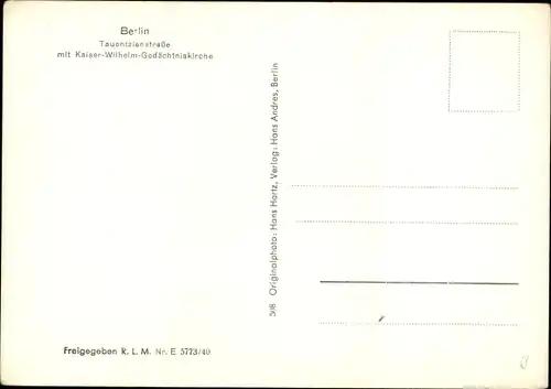 Ak Berlin Charlottenburg, Kaiser Wilhelm Gedächtniskirche, Tauentzienstraße