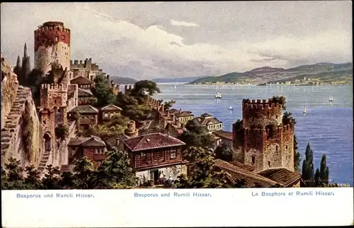 Künstler Ak Perlberg, F., Konstantinopel Istanbul Türkei, Rumeli Hisarı, Bosporus