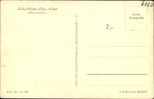 Ak Zella Mehlis im Thüringer Wald, Museumsplatz