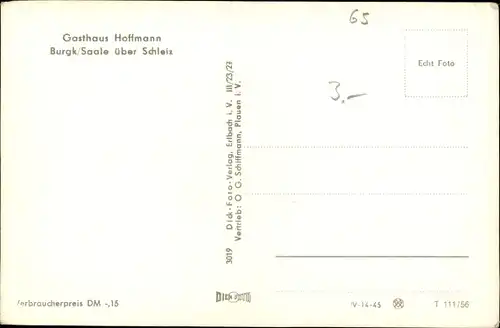 Ak Burgk Schleiz in Thüringen, Gasthaus Hoffmann