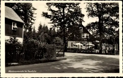 Ak Reudnitz Werdau in Sachsen, Weidmannsruhe, Gasthaus, Terrasse