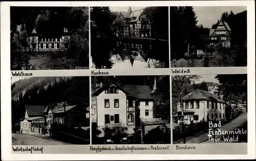 Ak Finkenmühle Allersdorf Herschdorf Thüringen, Kurhaus, Waldeck, Wirtschaftshof