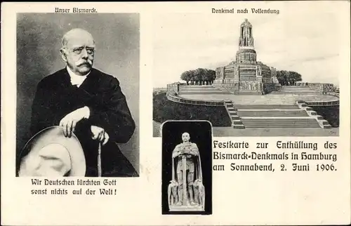 Ak Hamburg Mitte St. Pauli, Bismarck-Denkmal, Portrait