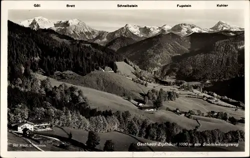 Ak Ramsau im Berchtesgadener Land Oberbayern, Gasthaus Zipfhäus, Sooleleitungsweg